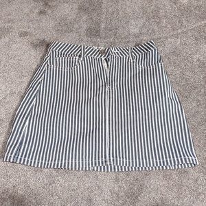 Navy and white mini denim skirt